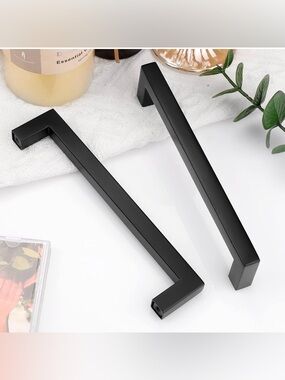 Matte Black Cabinet Handles Modern 6-3/8 Inch Hole Center 13 Pack 7 Inches New